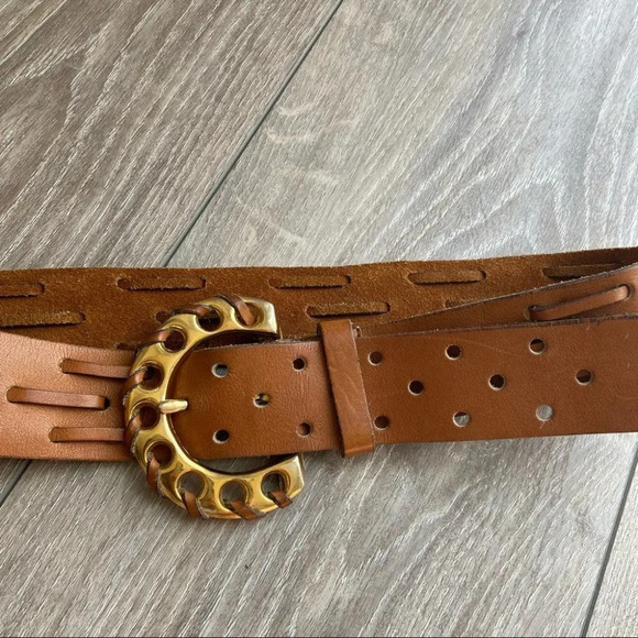 Vintage Handmade Woven Braided Perforated Leather Belt - Picture 7 of 15